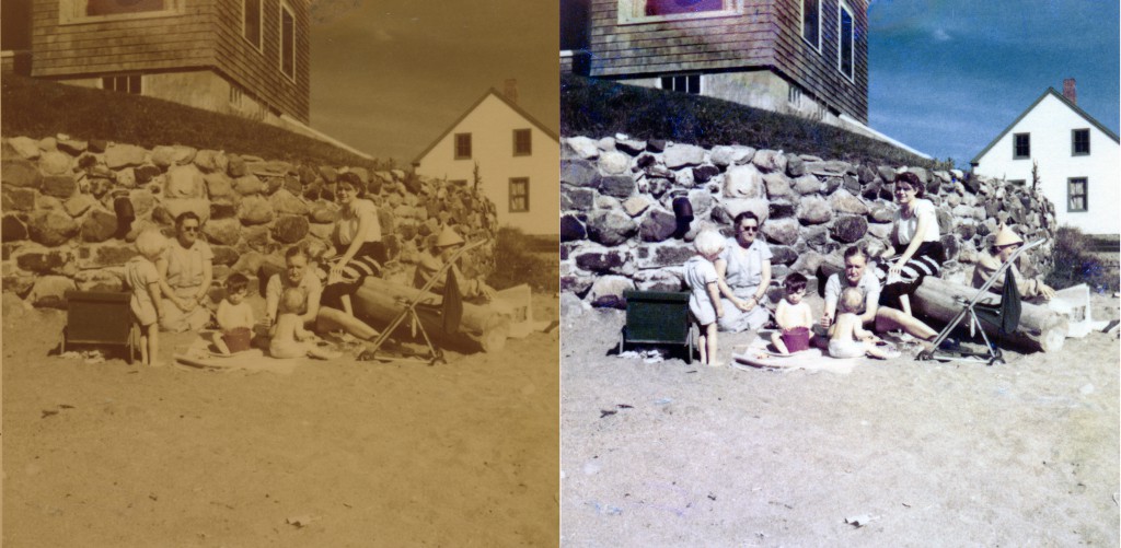 Family and friends swim Beach, 1950